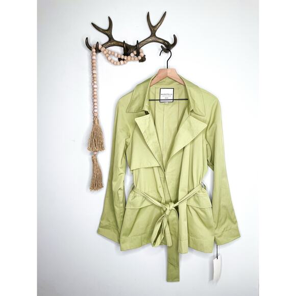 NWT Bagatelle Trench Coat Large Green Sage Short Wrap Jacket Business Casual - Picture 1 of 10